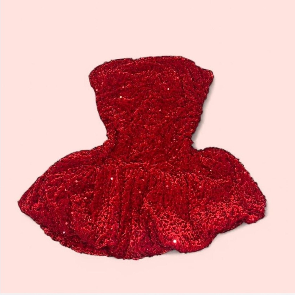 SHEIN Red Strapless Fit and Flare Cocktail Mini